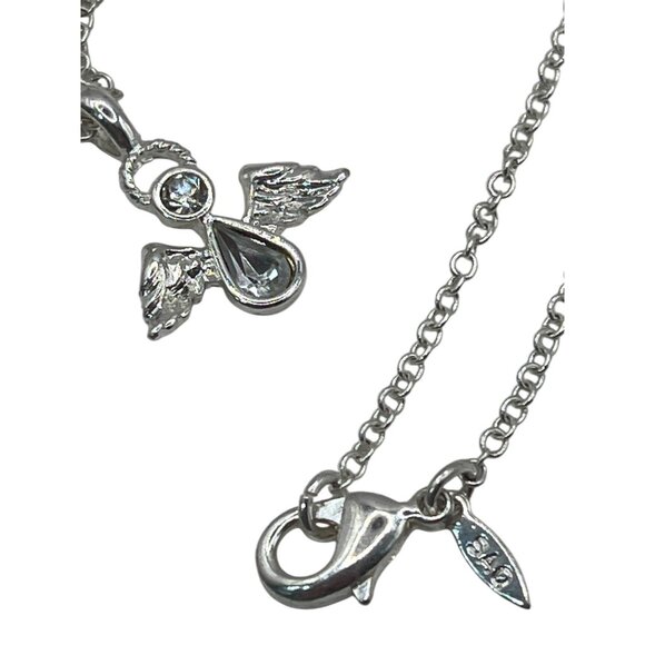 Sterling Silver Angel Pendant Necklace With Crystal Accents & Chain 18 Inches - Picture 5 of 5